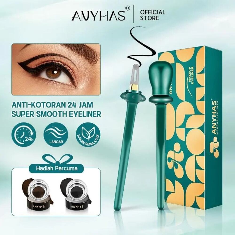 Viral ANYHAS Gel Eyeliner Kit - Black & Mocha Brown Cream Set w/ Silicone Wand